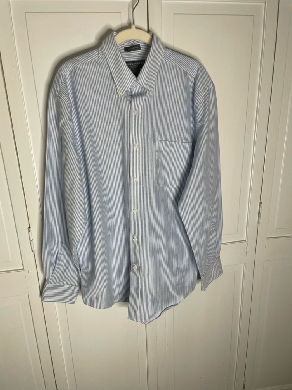 Saddlebred Light Blue and White Striped Dress Shirt